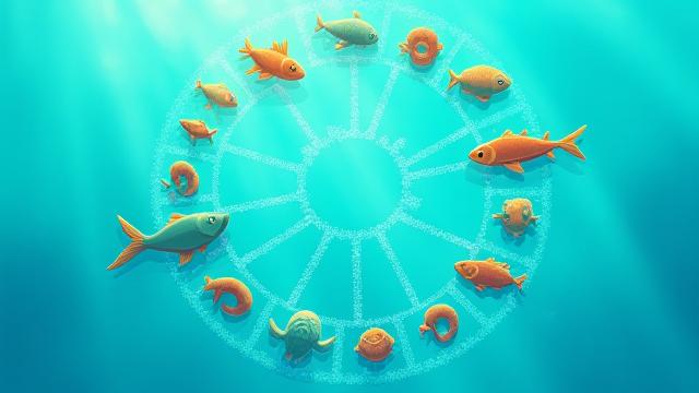 Теңіз азық-түлік тізбегін байланыстыратын басқатырғыш ойынның мұқабасы, әртүрлі теңіз организмдері бейнеленген.